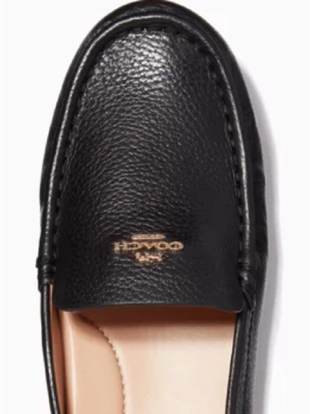 COACH ~ NWOT Black Pebbled Leather Slip-On Loafers with Classic Gold Logo - Picture 3 of 8